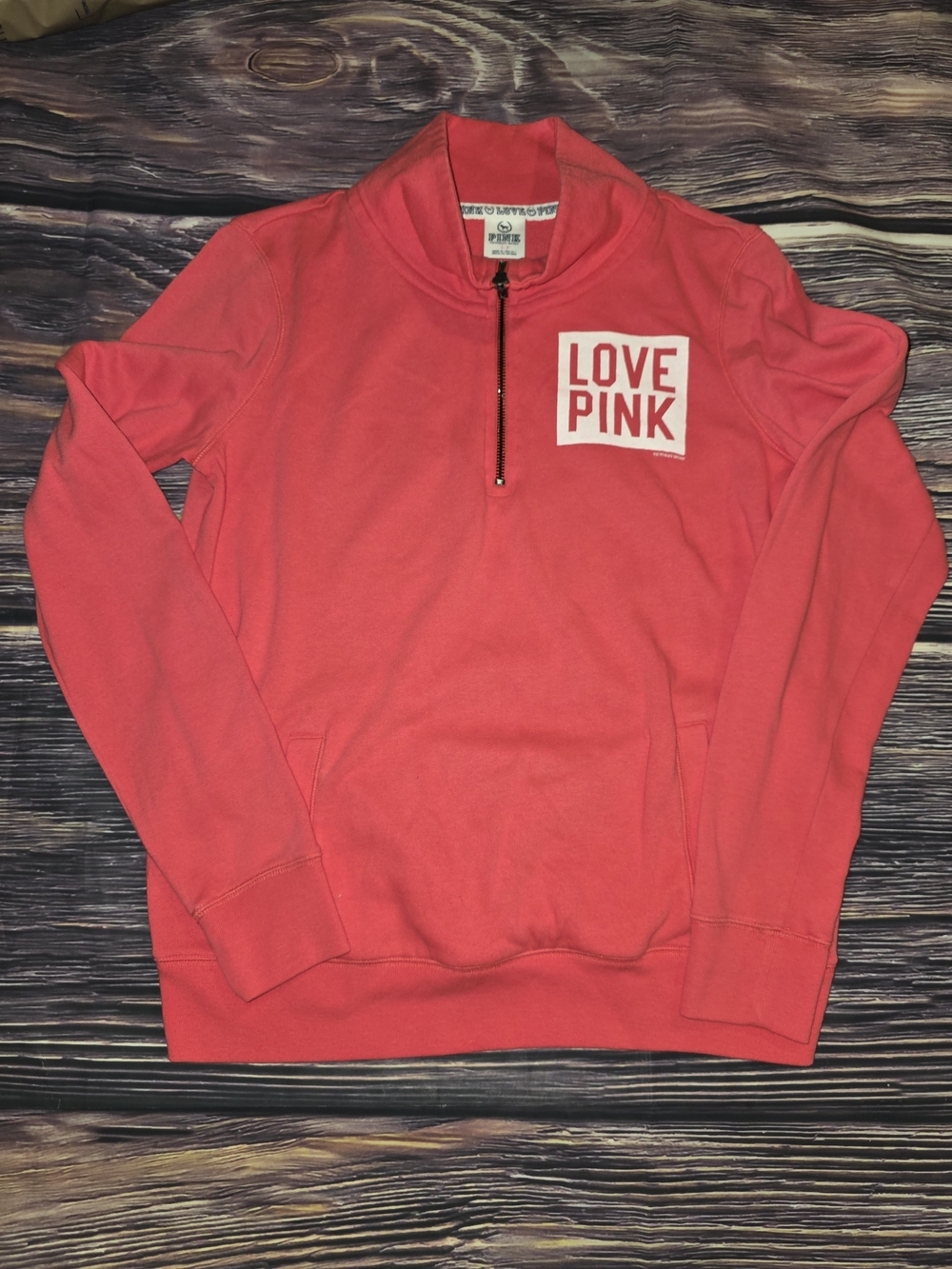 PINK Victoria's Secret Men’s Coral Half-Zip Sweater